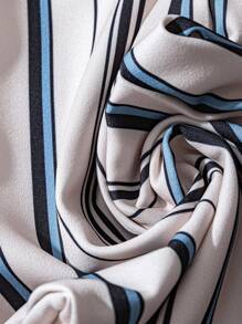 Franclia 女士优雅休闲条纹印花口袋阔腿裤休闲套装春季大学秋季服装女装 - 卡其色 - 查看 3