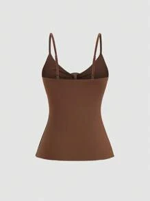 Sweetra Women's Casual Solid Color Slim-Fit Buckle Bust Bustier Cami Top, Summer