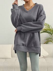 INAWLY 大码女式宽松 V 领长袖休闲运动衫，春/秋