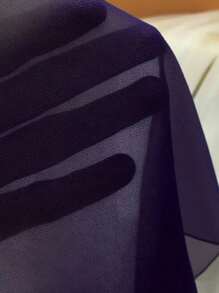 Franclia V-Neck Ruffled Trim Tied Waist Flared Cuff Chiffon Blouse Purple Peplum