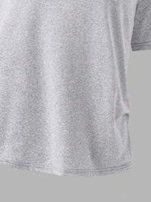 Sparklyn 少女休闲纯色不对称领口短袖T恤