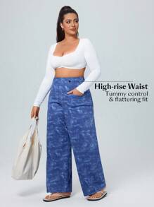 Flexra Jeans novio de pierna ancha de punto elástico extra grande - Azul lavado oscuro - Ver 3