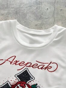 AXEPEAK 男士时尚夏季休闲花朵和十字印花圆领背心 - 白色 - 查看 4