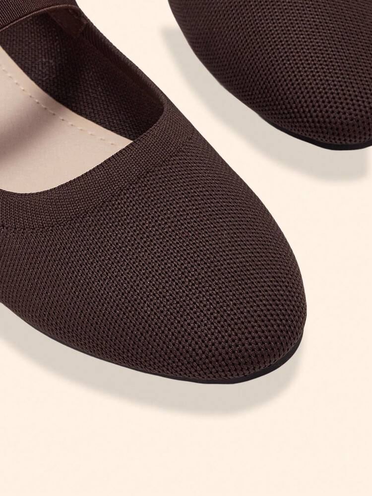 CUCCOO BASICS Women's Round Toe Flat Brown Strap Elastic Comfort Breathable Mary Jane Flats, Suitable For Daily Commute And Casual Wear For Christmas Spring Shoes
