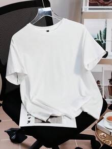 Nick 90s | SHEIN Women's Casual Cartoon All-Over Print Round Neck Short Sleeve T-Shirt, Summer - White - View 1