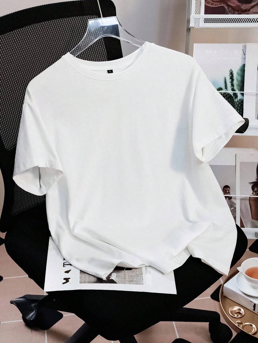 Nick 90s | SHEIN Women's Casual Cartoon All-Over Print Round Neck Short Sleeve T-Shirt, Summer - White - View 1
