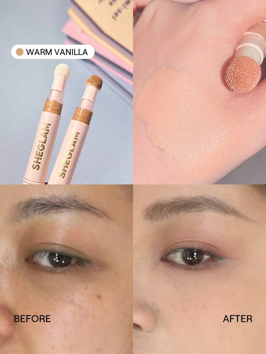 SHEGLAM 膚色提升遮瑕膏-暖香草海綿頭塗抹器霧面液體遮瑕膏持久亮白色彩校正劑輕盈全天持久保濕遮瑕膏遮瑕膏 品牌 美容 化妝 化妝品 適合女性與女孩 完美搭配夏季春季 Y2K 時尚 流行 生日 母親節禮物 假期 派對準備就緒 最佳顏色 - Warm Vanilla - 查看 1