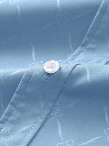 Manfinity Mode Men's Button Down Long Sleeve Slim Fit Business Formal Dress Shirt,Long Sleeve Men Shirt Light Blue Shirts For Men Baby Blue Dress Shirt Men Light Blue Dress Shirt Light Blue Patterned Dress Shirt Business Casual Light Blue Shirt, For Fall - Blue - View 5