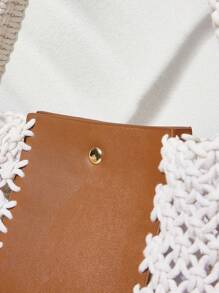 SHECARRY 休闲和假日时尚编织拼布女士单肩包 - 白色 - 查看 5