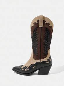 Mnmlis Fashionable Versatile Western Cowboy Boots For Christmas Valentine's Day - Brown - View 1