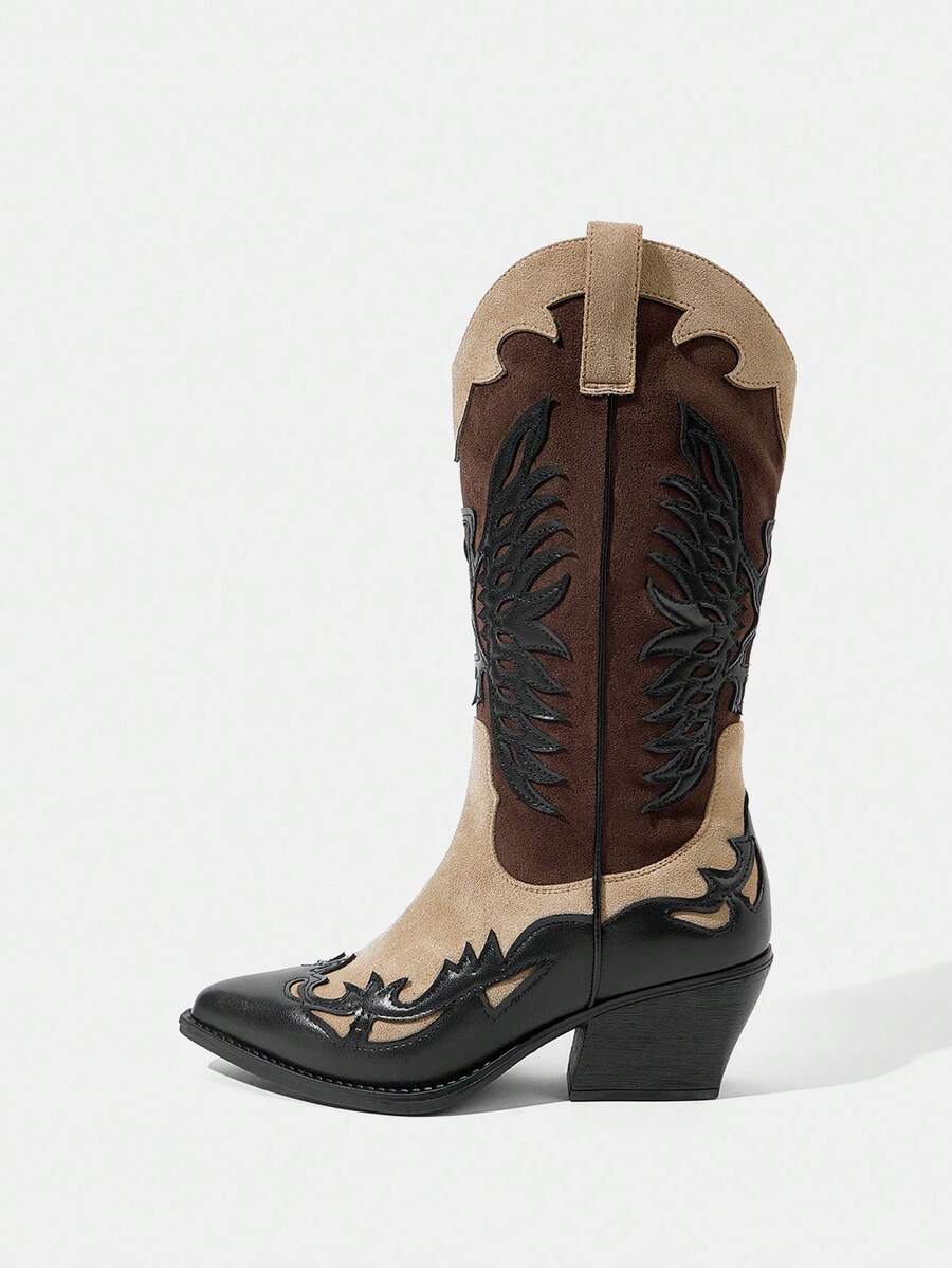 Mnmlis Fashionable Versatile Western Cowboy Boots For Christmas Valentine's Day - Brown - View 1