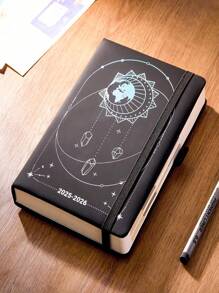 SHEIN 2025-2026 Planner Notebook Agenda English Inner Soft Leather Cover 204Sheets/408Pages Monthly/Weekly/Daily PlanerDairy Journal For Students Gifts Office&SchoolSupplies Stationery Christmas New Year Gifts