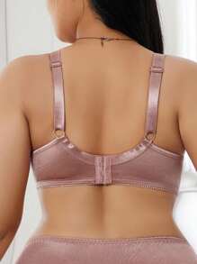 SHEIN Luxurious Dusty Pink Plus Size Bra Featuring Delicate Lace Trim And Supportive Design, Perfect For An Elegant And Confident Feel - Dusty Pink - View 2