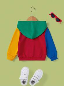 SCOOBY-DOO X SHEIN Baby Boy Casual Cartoon Dog Print Colorblock Hoodie, Sporty Style Suitable For Autumn/Winter Fall