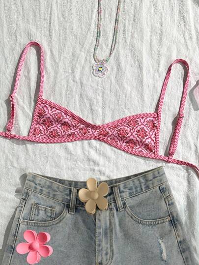 Swim Mod 1pc Women's Sexy Skinny Micro Bikini Top, Summer Holiday Beach Swimwear