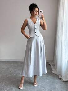 Rafferiza 2件套女士西装外套和背心套装 - 灰色 - 查看 3