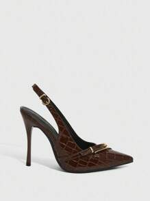 CUCCOO SZL Women's Back Strap Butterfly Decor Lolli Goth Style High Heel Pumps, Work Office Burgundy Shoes