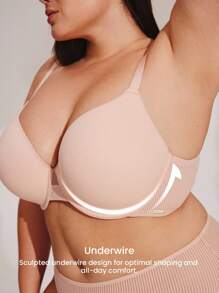 LUVLETTE Plus Dream Curve Support + Smooth Full Coverage Support Wide Strap Basic T-Shirt Bra - Dusty Pink - View 6