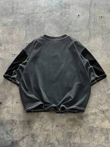 AXEPEAK Camiseta casual holgada de cuello redondo con contraste de color para hombres de talla grande