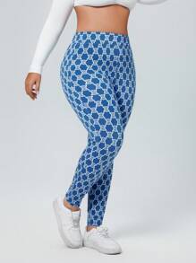 SHEIN Essnce Plus Size Stretch Slim Fit Stretchy Knit Casual Jeans - Blue - View 6