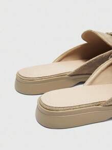 CUCCOO BIZCHIC 女士时尚杏色天鹅绒舒适通勤一脚蹬平底鞋，适合户外、休闲、工作、日常穿着 - 杏色 - 查看 8