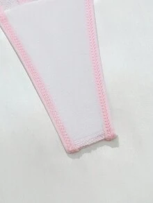 Moonlight&Mama 2 件粉色撞色荷叶边蕾丝和网眼拼接开杯哺乳孕妇文胸，浪漫法式风格，适合孕期和哺乳期 - 粉色 - 查看 3