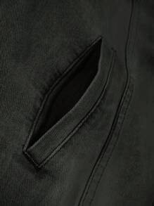 Manfinity Homme Áo khoác denim nam thời trang dạo phố có khóa kéo giản dị - màu đen - Xem 5