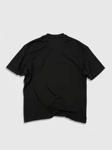 ROMWE MEN Street Life Camiseta de manga corta de verano para hombre con estrella de cinco puntas y adornos de strass, de uso casual en la calle