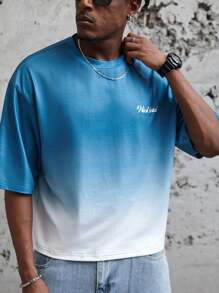 Manfinity Hypemode T-shirt casual d'été pour hommes à imprimé tropical dégradé, Top de plage - Multicolore - Voir 2