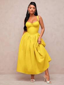 SHEIN SXY 优雅性感的复古宫廷风格纯色杏色/卡其色细肩带公主裙，浪漫芭蕾舞裙，适合情人节约会、派对、生日、毕业舞会、正式场合、日常穿着、节日、海滩