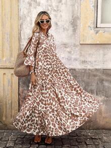 SHEIN VCAY 女式梭织印花短袖连衣裙