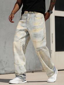 Manfinity EMRG Herren Jeans mit weitem Bein und 3D-Muster - Verschiedenfarbig - Übersicht 3
