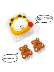 GARFIELD | SHEIN Bộ bảo vệ cáp dữ liệu, tương thích với bộ sạc , bộ 3 miếng bảo vệ cáp điện thoại di động, bảo vệ bộ sạc (không bao gồm cáp dữ liệu) - Trong sáng - Xem 3