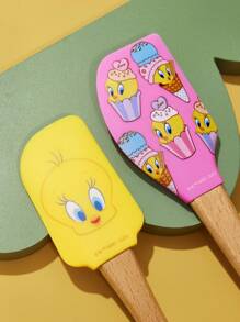 LOONEY TUNES X SHEIN 2 件硅胶刮刀烘焙工具长柄抹刀奶油蛋糕 - 彩色 - 查看 2