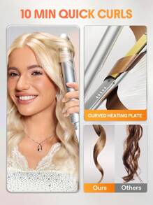 SHEGLAM HAIR 時尚別緻的 Insta-Heat 直髮造型器，二合一直發和捲髮，負離子直發器，10 分鐘快速拉直，智能記憶設置，5 種溫度設置，100-240V 通用電壓，適合全球旅行 - 美國插頭 生日 禮物 假期 粉紅色的 氛圍 化妝品 旅行 學校 節慶 玫瑰 展示 女孩 魅力 護髮 母親節 想要 時尚 銳舞派對 - 黃色 - 查看 3