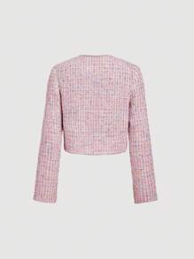 SHEIN MOD Chaqueta corta elegante de mezcla de lana para mujer, ligera, para otoño
