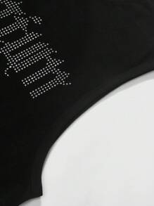 ROMWE MEN Goth Unisex English Graphic Rhinestone Decor Streetwear Tank Top, Halloween - Black - View 7