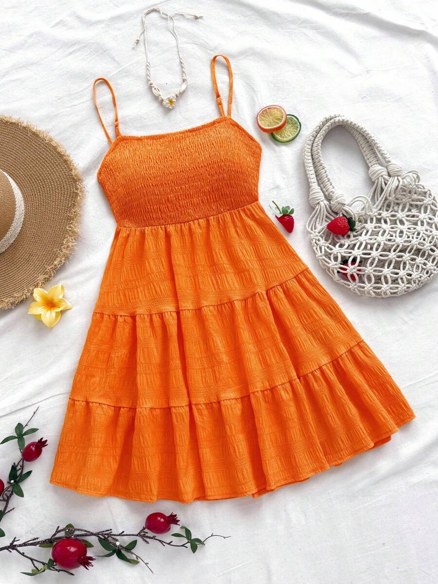 Soleia 素色荷葉邊吊帶連衣裙