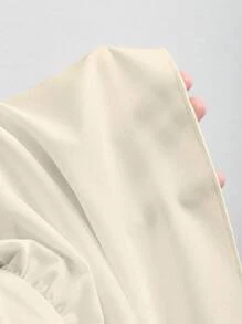 Sweetra 刺绣系带镂空腰部度假休闲连衣裙 - 杏色 - 查看 6