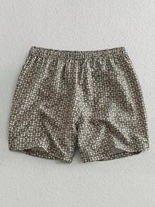 HIMLAND Set de 2 pantalones cortos casuales de cintura media con cordón y pierna recta para hombres