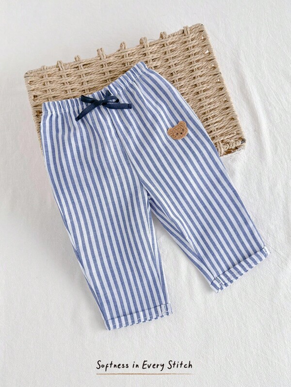 Cozy Pixies Pantalones largos casuales para bebé niño con cintura elástica y cinta decorativa, cómodos y versátiles
