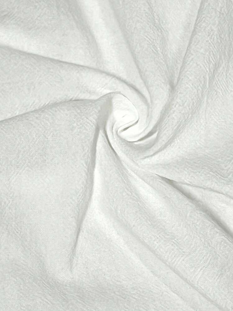 SHEIN 青少年女孩休闲纯色直筒梭织裤 - 白色 - 查看 7