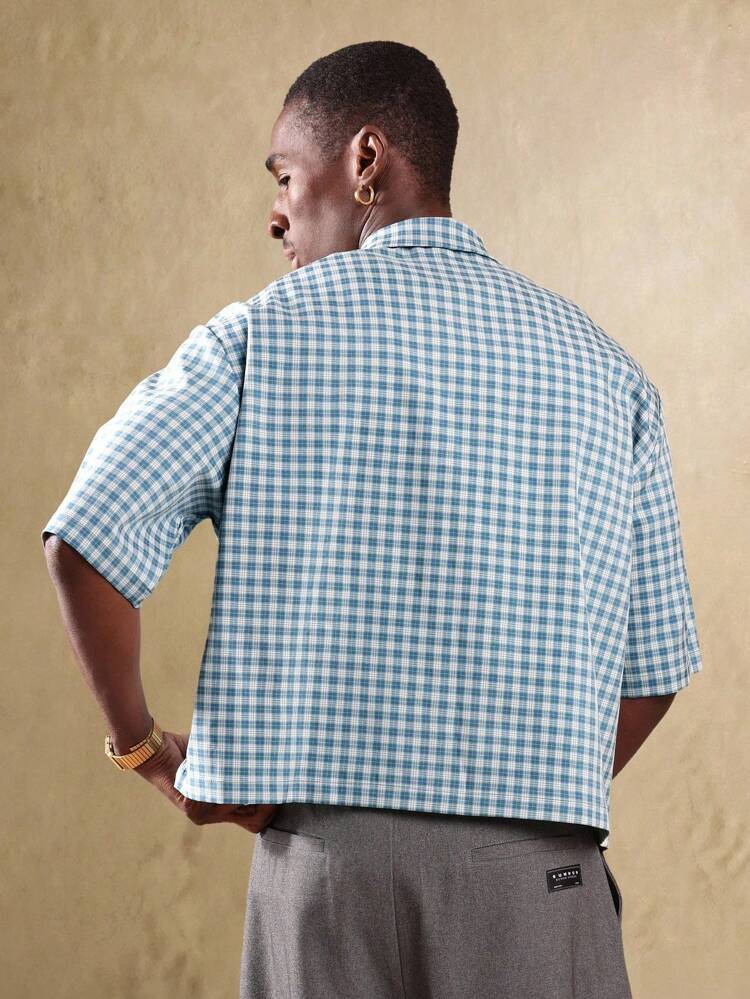 SUMWON Checked Short Sleeve Summer Button Up Shirt Business Casual Classic Sport Shirt Modern Slim Fit Holiday Stylish Office Weekend Wear
