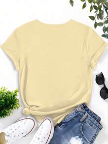 INAWLY Maglietta aderente a maniche corte da donna casual, con grafica di gatto e slogan, scollo tondo, versatile per l'estate