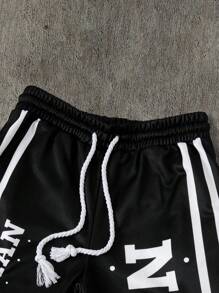 Manfinity Dauomo Quần thể thao rộng rãi phong cách Y2K chắp vá chữ Gothic dành cho nam, phong cách Emo, thập niên 2000 - màu đen - Xem 3