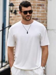 Manfinity VCAY Casual Lemon Graphic Print White Loose T-Shirt For Men Lemon Shirt Men Lemon Graphic Tee Men Graphic Tees Fruit Graphic Tee Big And Tall Graphic Tees - White - View 5