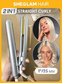 SHEGLAM HAIR 時尚別緻的 Insta-Heat 直髮造型器，二合一直發和捲髮，負離子直發器，10 分鐘快速拉直，智能記憶設置，5 種溫度設置，100-240V 通用電壓，適合全球旅行 - 美國插頭 生日 禮物 假期 粉紅色的 氛圍 化妝品 旅行 學校 節慶 玫瑰 展示 女孩 魅力 護髮 母親節 想要 時尚 銳舞派對 - 黃色 - 查看 12