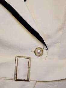 Franclia Women's Elegant 2 Pieces Suit Set - Tailored Waistcoat Jacket Top And Straight Formal Trousers - Apricot - View 3