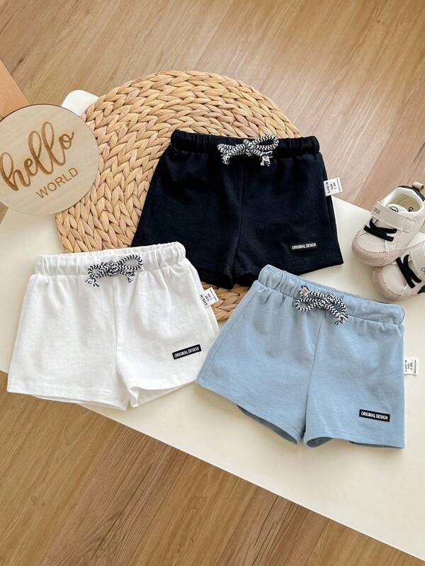 Nou-născuți băieți Decorativ Mozaic cu șnur din talie Pantaloni scurți casual Set 3 buc