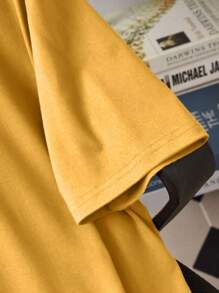 Claim Dot 男士卡通兔子印花修身圆领短袖T恤，夏季 - 黃色 - 查看 3